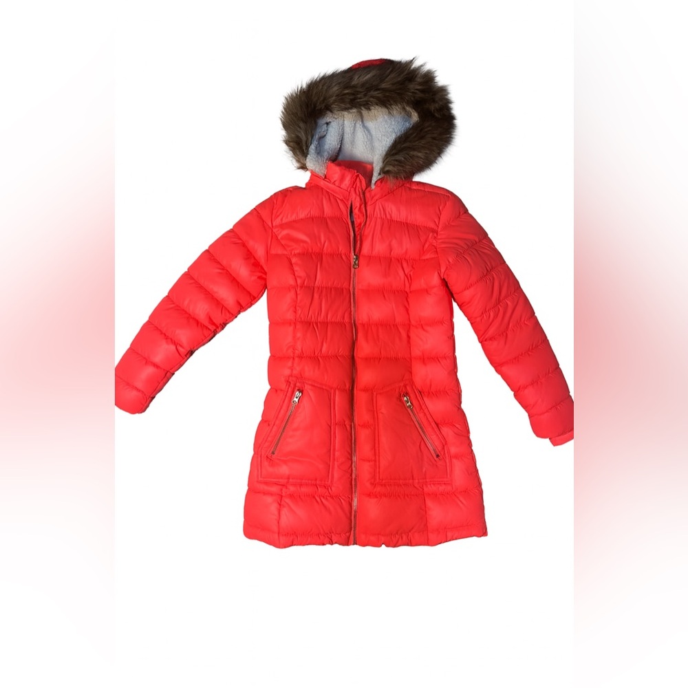 Cat & Jack Vibrant Red Jacket with Fur Trim
